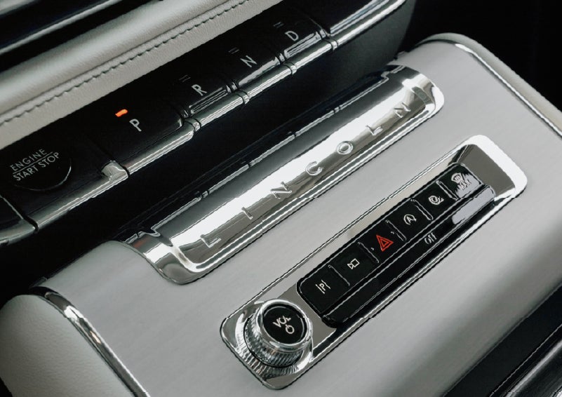 The piano key gear selector of a 2027 Lincoln Aviator® Back Label™ SUV. | Northgate Lincoln in Port Huron MI